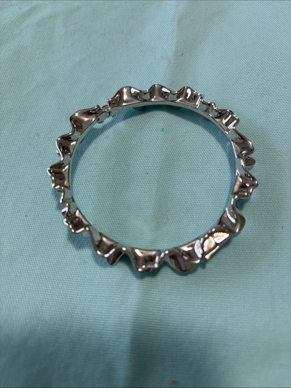 kate spade Silver Ruffle-Edge Bangle Bracelet